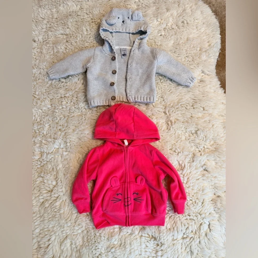 Carter's Pink and Gray Animal Hoodies
